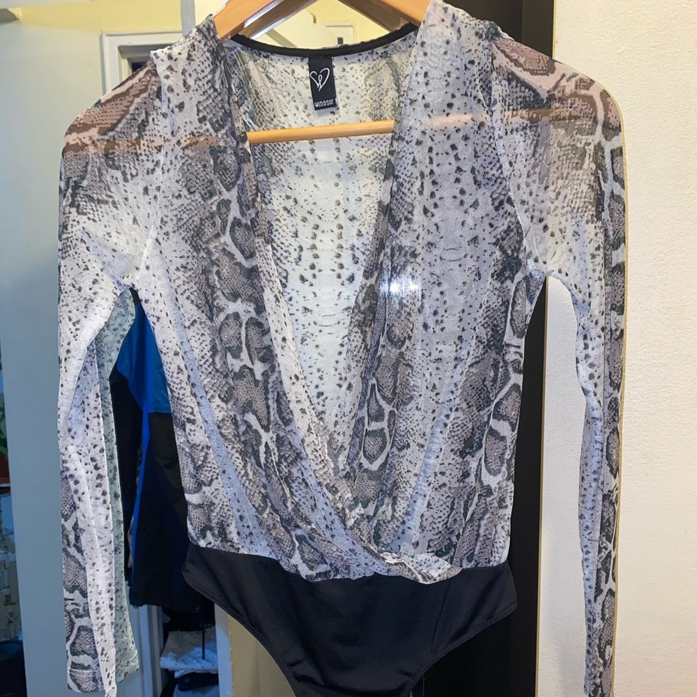 Grey Snake Print Bodysuit